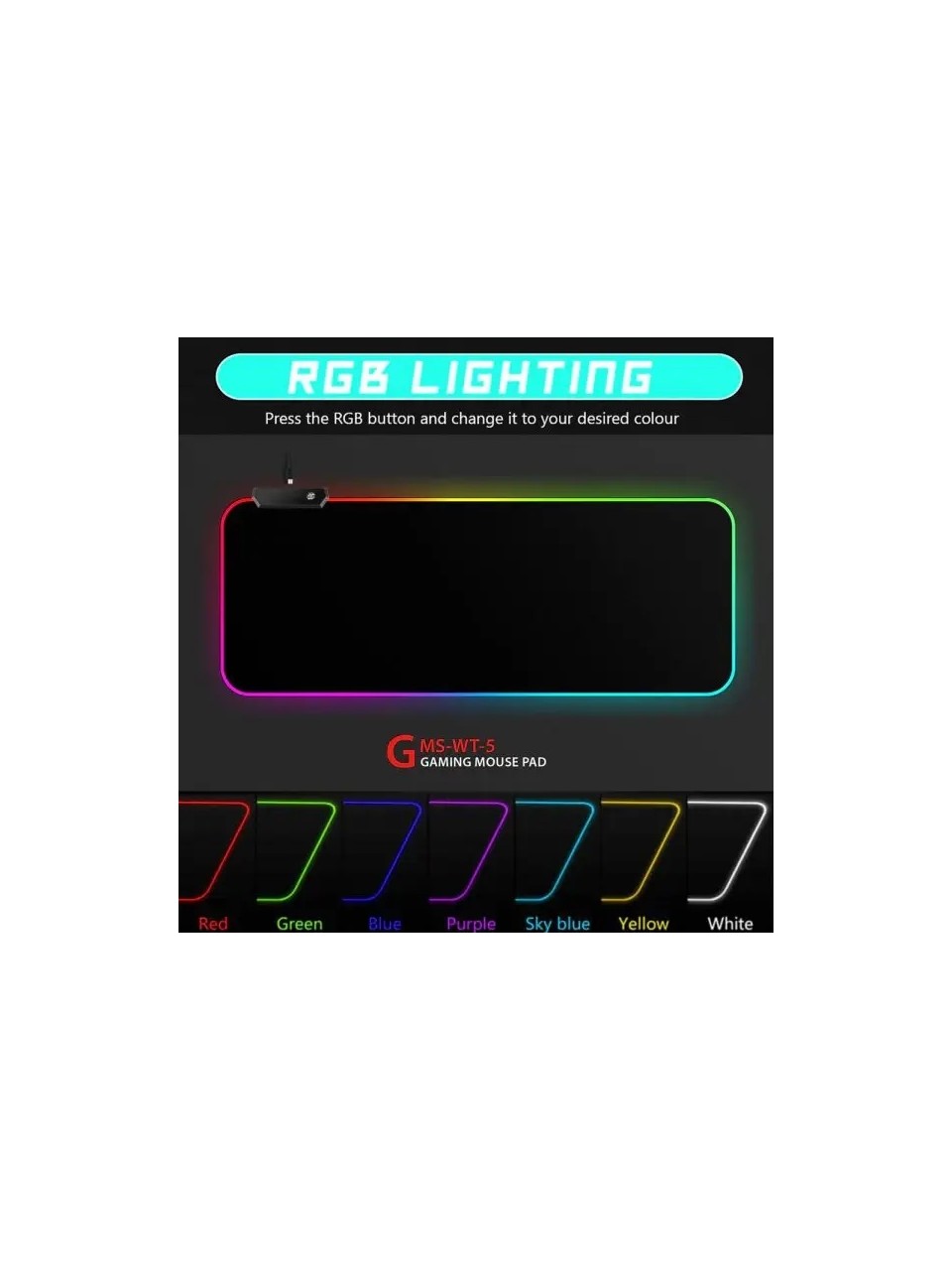 Bilişim Burada Wt-5 RGB Renkli LED Işık Yumuşak 250x350mm Oyun Mouse Pad
